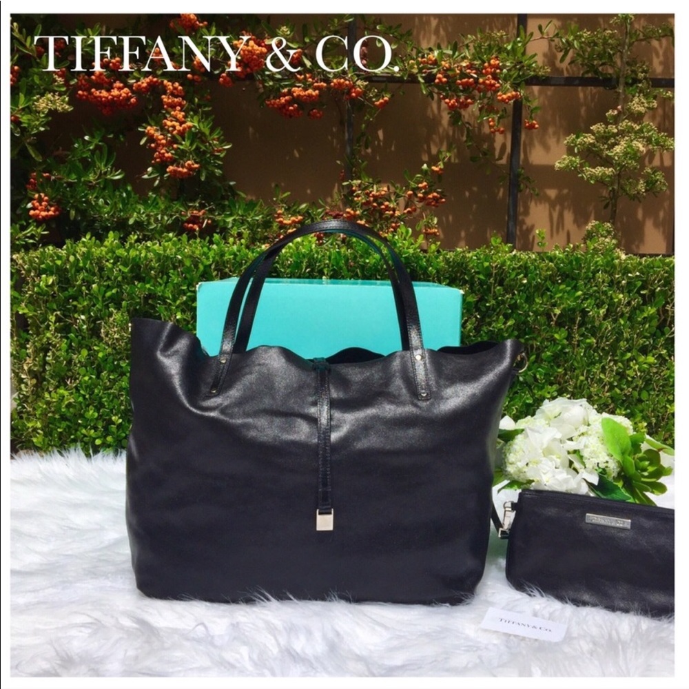 TIFFANY & CO. BLACK LEATHER SUEDE REVERSIBLE TOTE